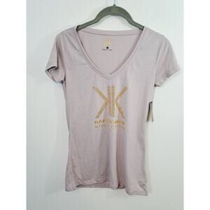 Kardashian Kollection New! Women's Lavender Gold Slim Fit Tee In Size XS
